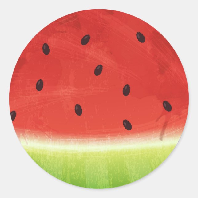 Sticker Rond Tranche de pastèque géante à l'aquarelle mignonne  (Devant)