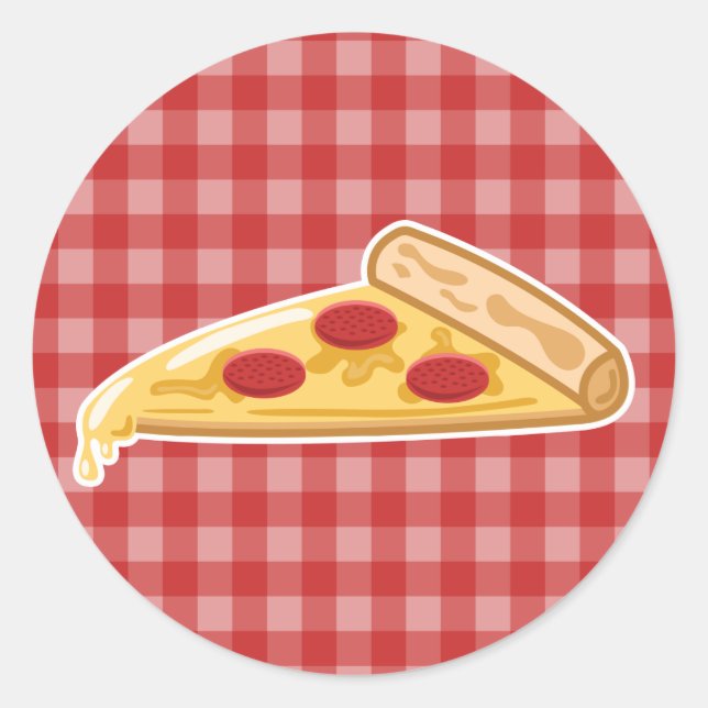 Sticker Rond Tranche de pizza dessin animé (Devant)