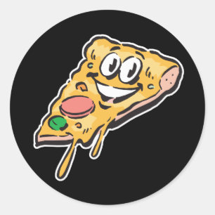 Sticker Rond tranche de pizza face heureuse