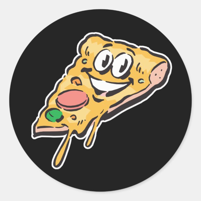 Sticker Rond tranche de pizza visage heureux (Devant)