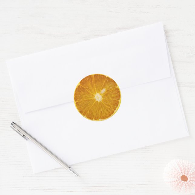 STICKER ROND TRANCHE D'ORANGE DÉLICIEUSE (Enveloppe)
