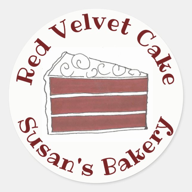 Sticker Rond Tranches de gâteau de velours rouge Boulangerie pe (Devant)
