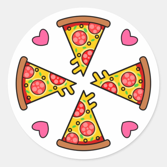 Sticker Rond Tranches de pizza délicieuses Mandara (Devant)