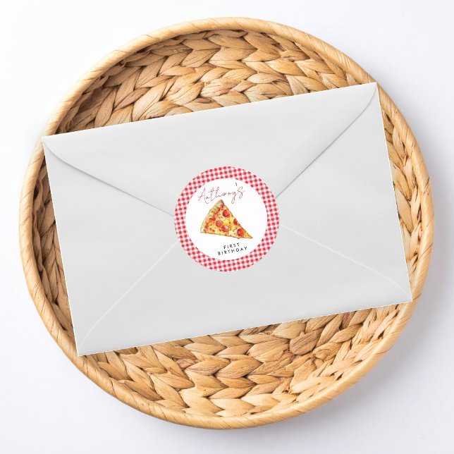 Sticker Rond Tranches de plaisir Bâtonnets de pizza pour 1er an (Créateur téléchargé)