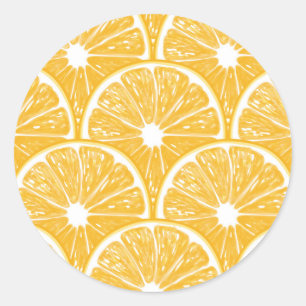 Sticker Rond Tranches orange, motif de fruits tropicaux