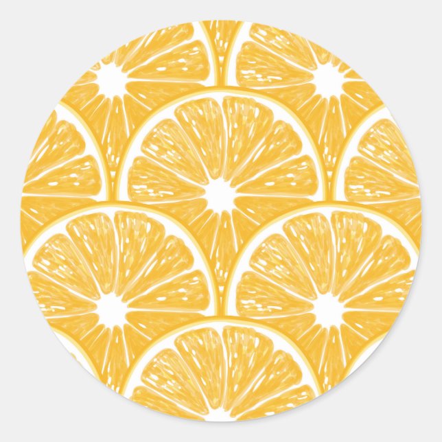 Sticker Rond Tranches orange, motif de fruits tropicaux (Devant)
