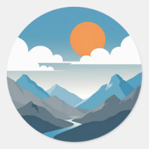Tranquil Horizon | Minimal Mountain Landscape Art