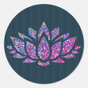 Sticker Rond Tranquille Turquoise et Rainbow Lotus
