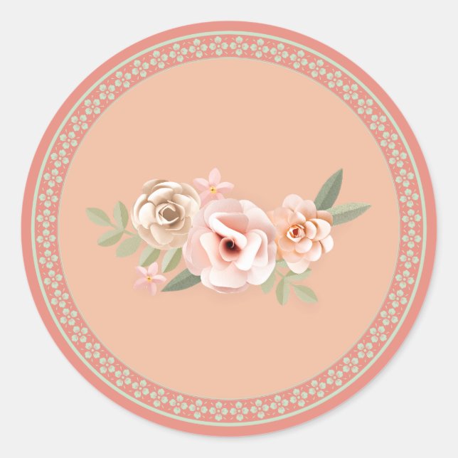 Sticker Rond Tranquillité, pastel fleuri, (Devant)
