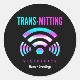 Sticker Rond Trans-mission de Visibilité Moderne Glitch Transge