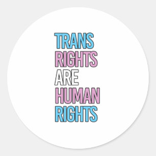 Sticker Rond Trans rights are human rights - trans colors outli
