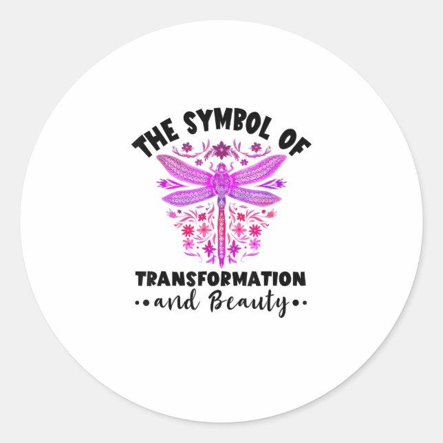 Sticker Rond Transformation Beauty Nature Insect Dragonflies Dr (Devant)