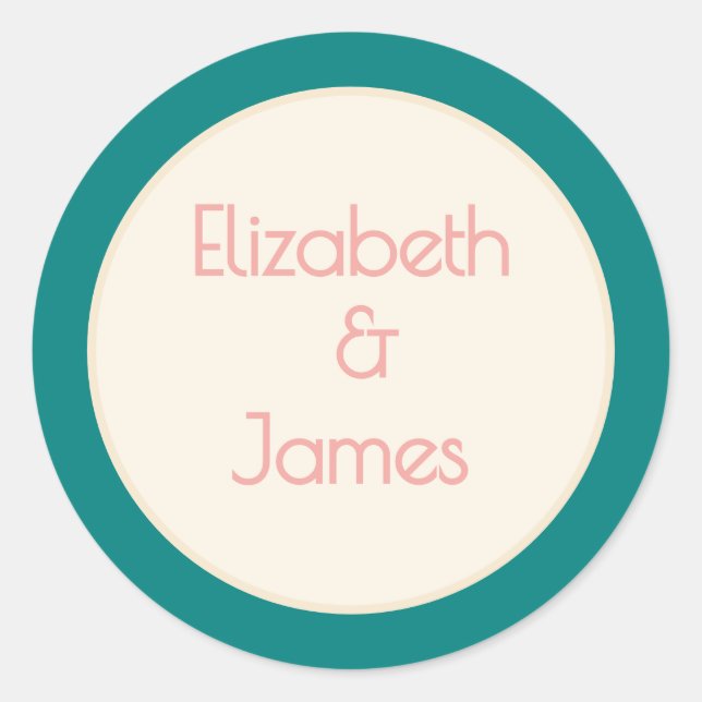 Sticker Rond Transformative Teal Modern  Contemporary Wedding (Devant)