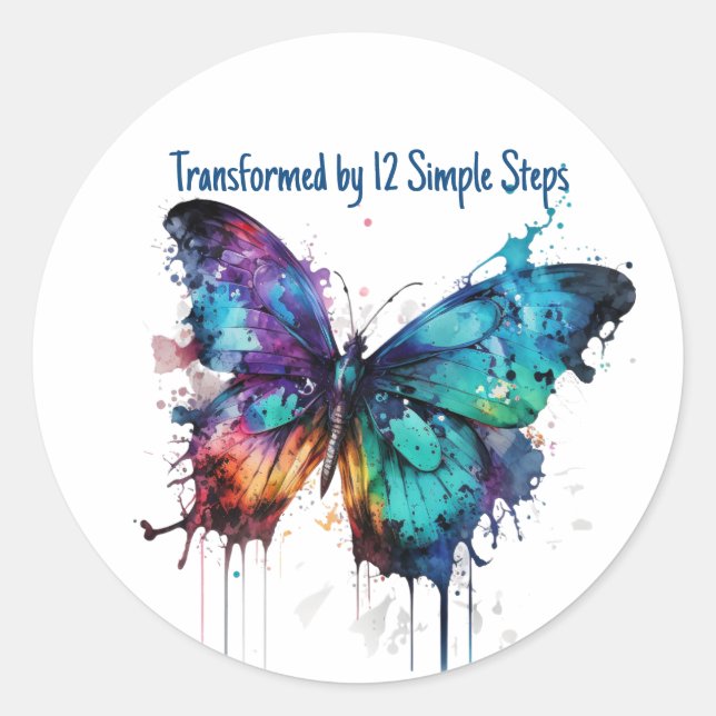 Sticker Rond Transformé par 12 étapes simples (Devant)