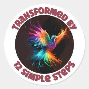 Sticker Rond Transformé par 12 étapes simples - AA, NA, Al-Anon