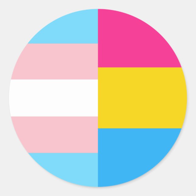 Sticker Rond Transgender Pansexual Dual Pride Flag (Devant)