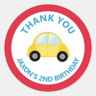 Sticker Rond Transport de voiture Anniversaire Merci Favoriser