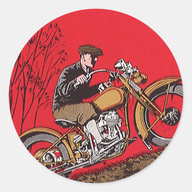 Sticker Rond Transport vintage, Antique Moto Rider (Devant)