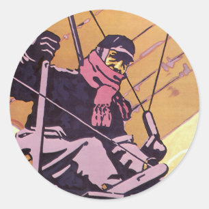 Sticker Rond Transport vintage deltaplane avion