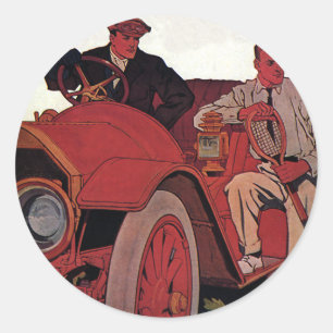 Sticker Rond Transport vintage Hommes Antique Convertible Voitu