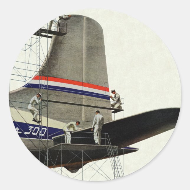 Sticker Rond Transport vintage, Maintenance d'avion (Devant)