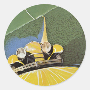Sticker Rond Transport vintage, phares d'une voiture