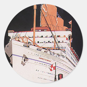 Sticker Rond Transport Vintage voyage bateau de croisière de nu