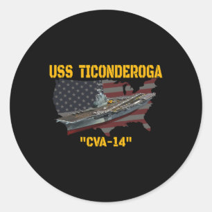 Sticker Rond Transporteur D'Aéronefs Uss Ticondéroga Cva-14 Vet
