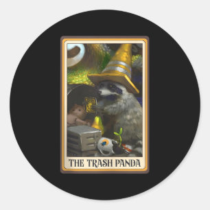 Sticker Rond Trash Panda Tarot Card Racoon Raccoon Trash Ea