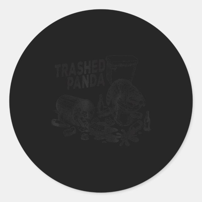 Sticker Rond Trashed Panda Funny Drunk Racoon  (Devant)