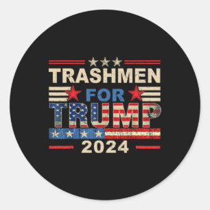 Sticker Rond Trashmen pour Trump 2024 drôle élection Garbageman