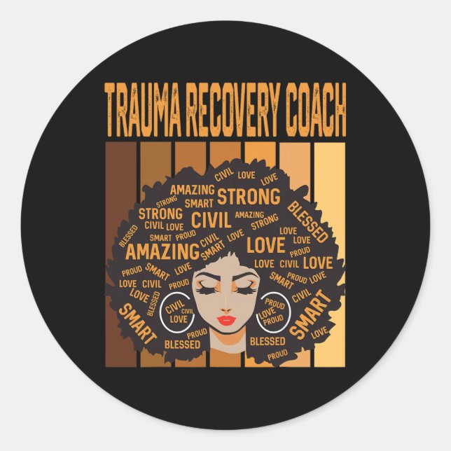 Sticker Rond Trauma Recovery Coach Powerful Black History Month (Devant)