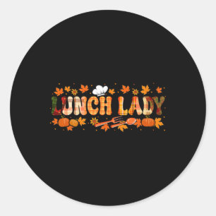 Sticker Rond Travail de dame de cantine Thanksgiving Feuilles d