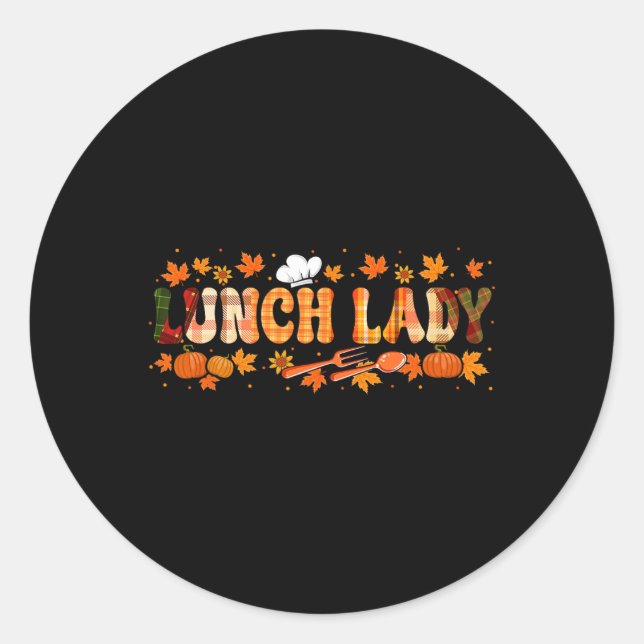 Sticker Rond Travail de dame de cantine Thanksgiving Feuilles d (Devant)