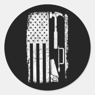 Sticker Rond Travail du bois de charpentier à drapeau américain
