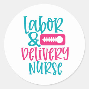 Sticker Rond Travail et livraison mignon Infirmière mot art
