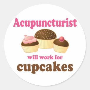 Sticker Rond Travail Pour Cupcakes Acupuncturist Cadeau