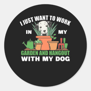 Sticker Rond Travailler Dans Le Jardin Et S'Accrocher Avec Le C