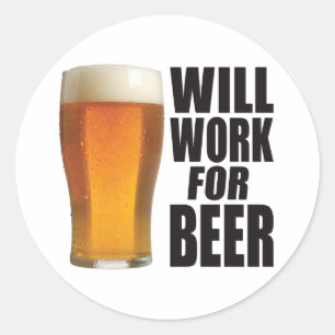 Sticker Rond Travaillera Pour La Bière