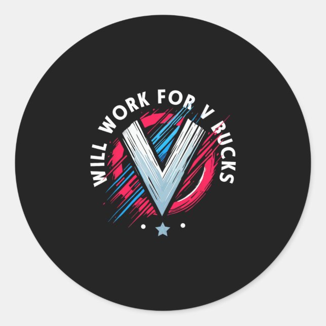 Sticker Rond Travaillera pour V Bucks 1  (Devant)