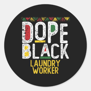 Sticker Rond Travailleur de blanchisserie noire de drogue Mois