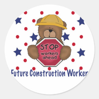 Sticker Rond Travailleur de construction de l'ours mignon