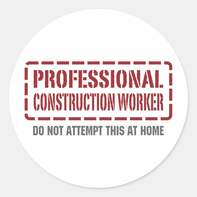 Sticker Rond Travailleur de la construction professionnelle (Devant)