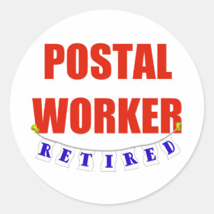 STICKER ROND TRAVAILLEUR POSTAL RETRAITÉ