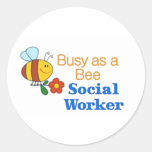 Sticker Rond Travailleur social Bee Busy (Devant)