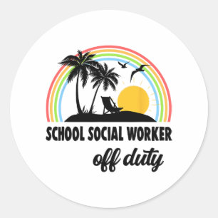 Sticker Rond Travailleur Social Hors Service Arc-En-Ciel Fin De