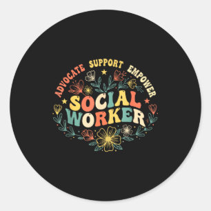 Sticker Rond Travailleur social mois de travail social drôle de