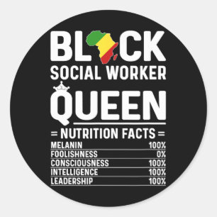 Sticker Rond Travailleur social noir Reine Afro-Américain Socia