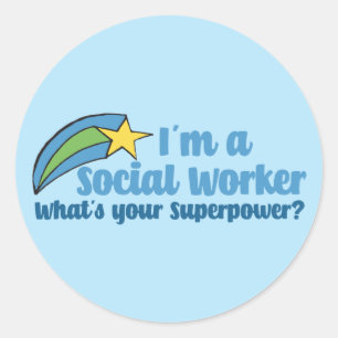Sticker Rond Travailleur social Superhero