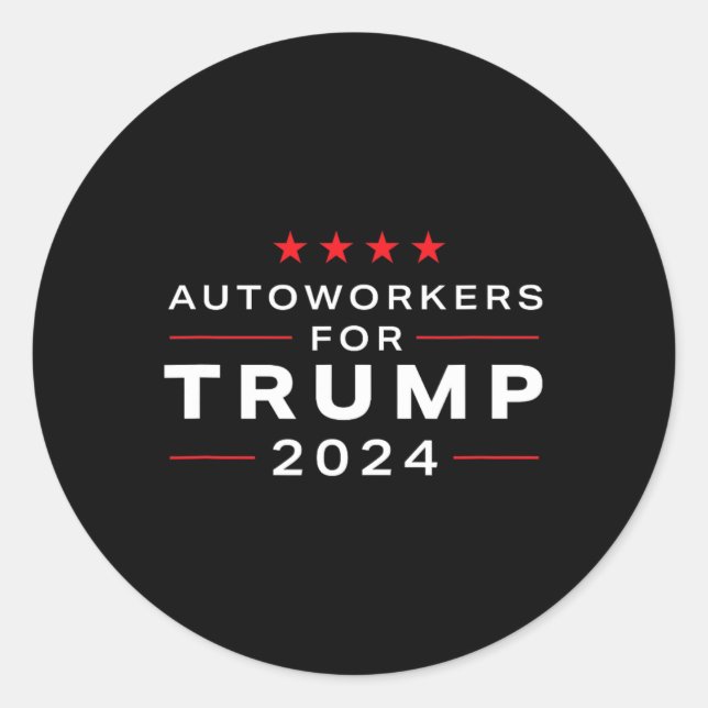 Sticker Rond Travailleurs pour Trump 2024 - Trump Union Design (Devant)